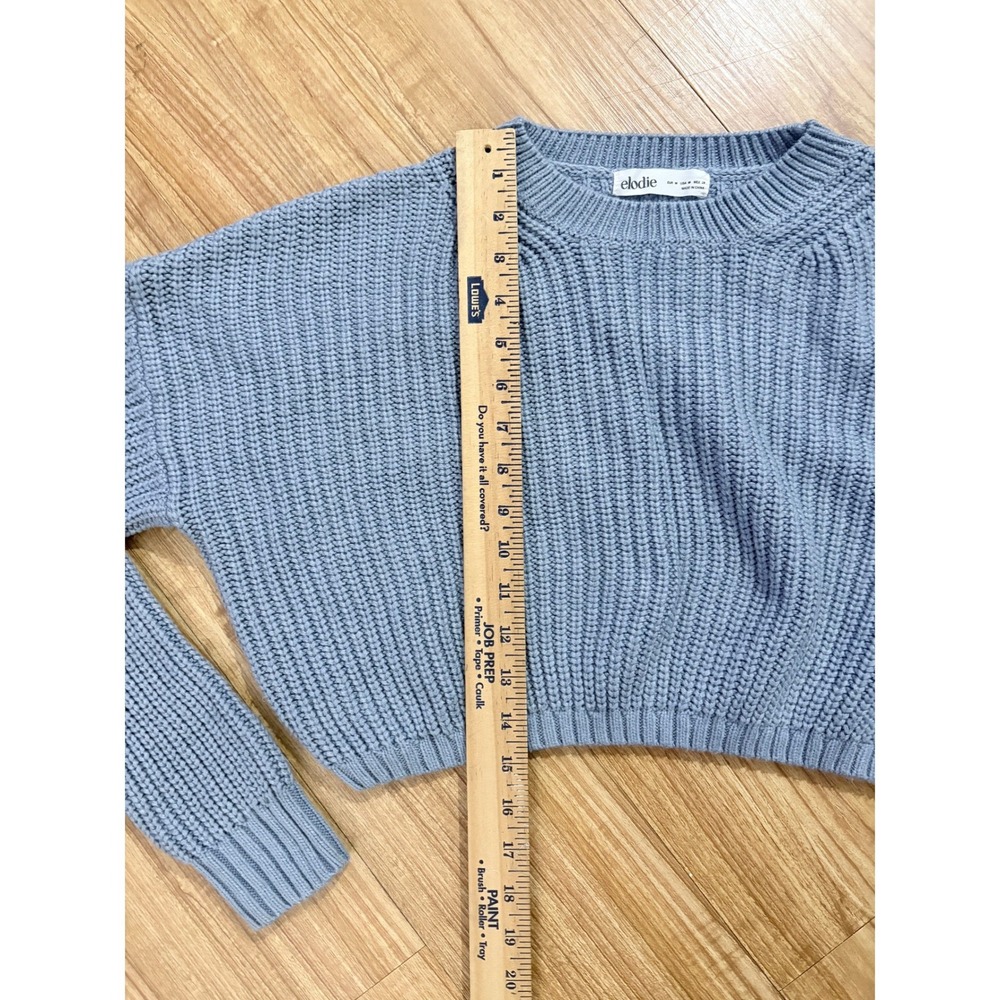 Elodie Cropped Sweater Y2k Textured‎ Knit Sky Blue Pullover Women's Medium - Picture 3 of 7